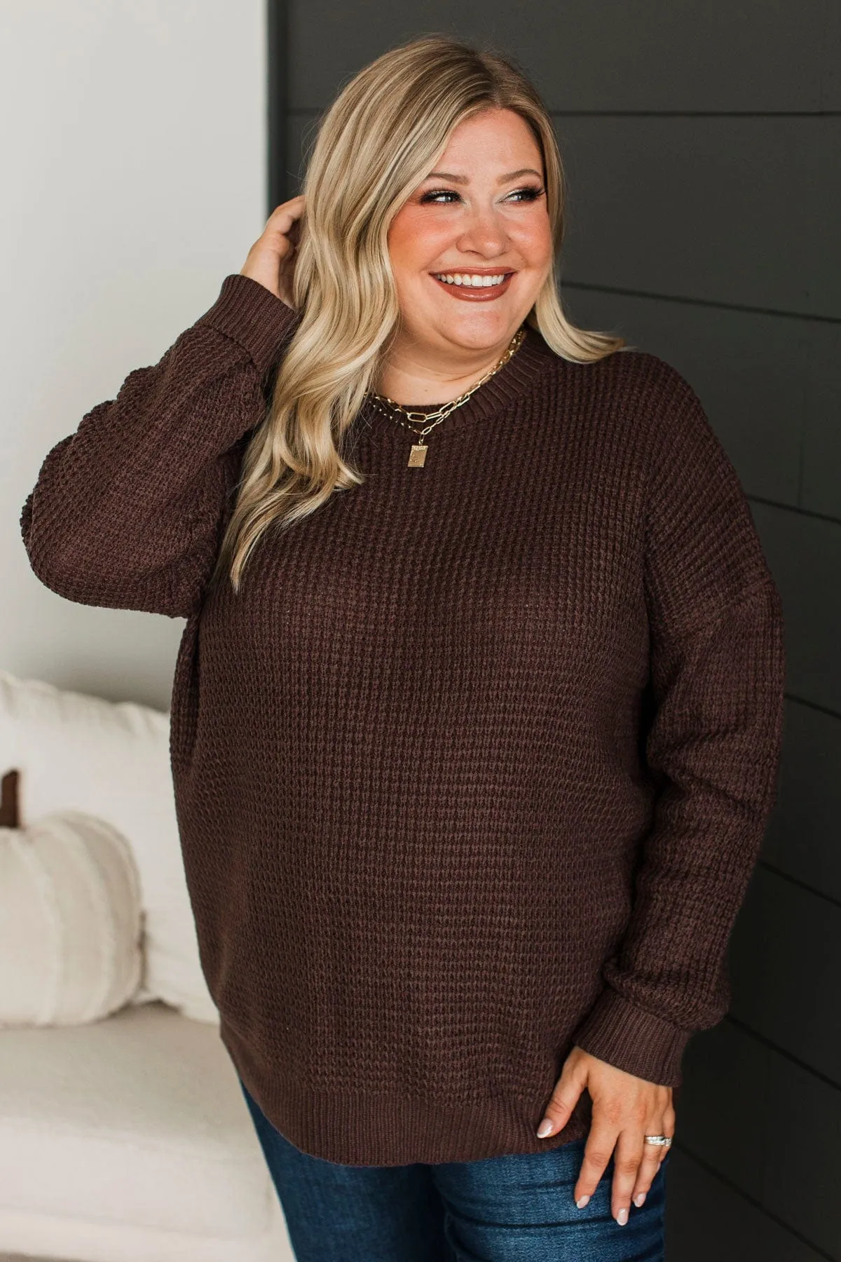 Captivating In Color Knit Sweater- Dark Brown