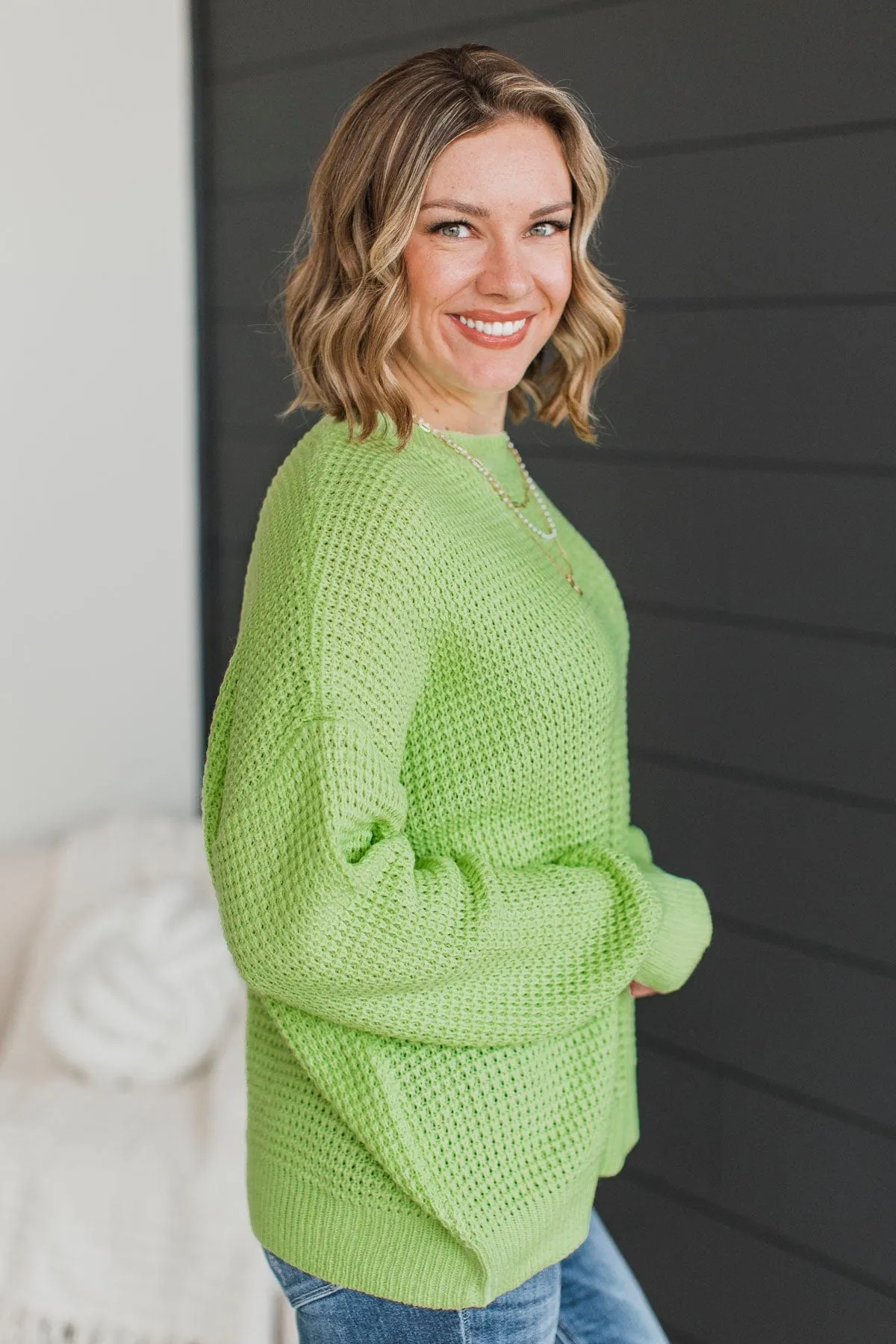 Captivating In Color Knit Sweater- Lime Green