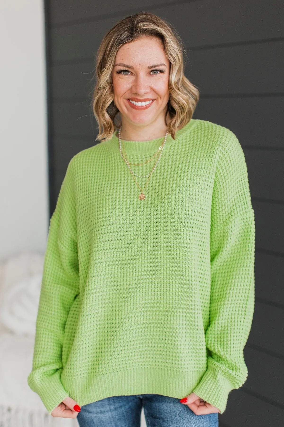 Captivating In Color Knit Sweater- Lime Green