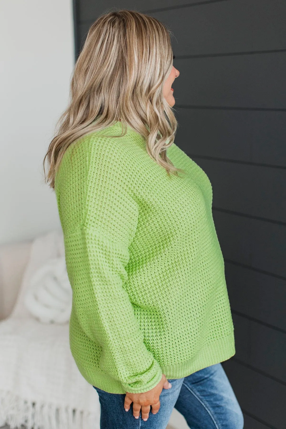 Captivating In Color Knit Sweater- Lime Green