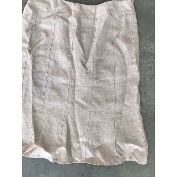 Carlisle Beige Oatmeal Linen A-Line Knee Length Skirt Size 10