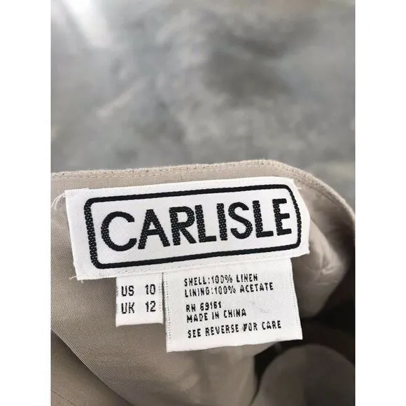 Carlisle Beige Oatmeal Linen A-Line Knee Length Skirt Size 10