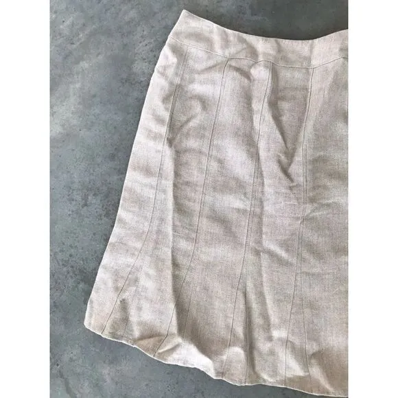 Carlisle Beige Oatmeal Linen A-Line Knee Length Skirt Size 10