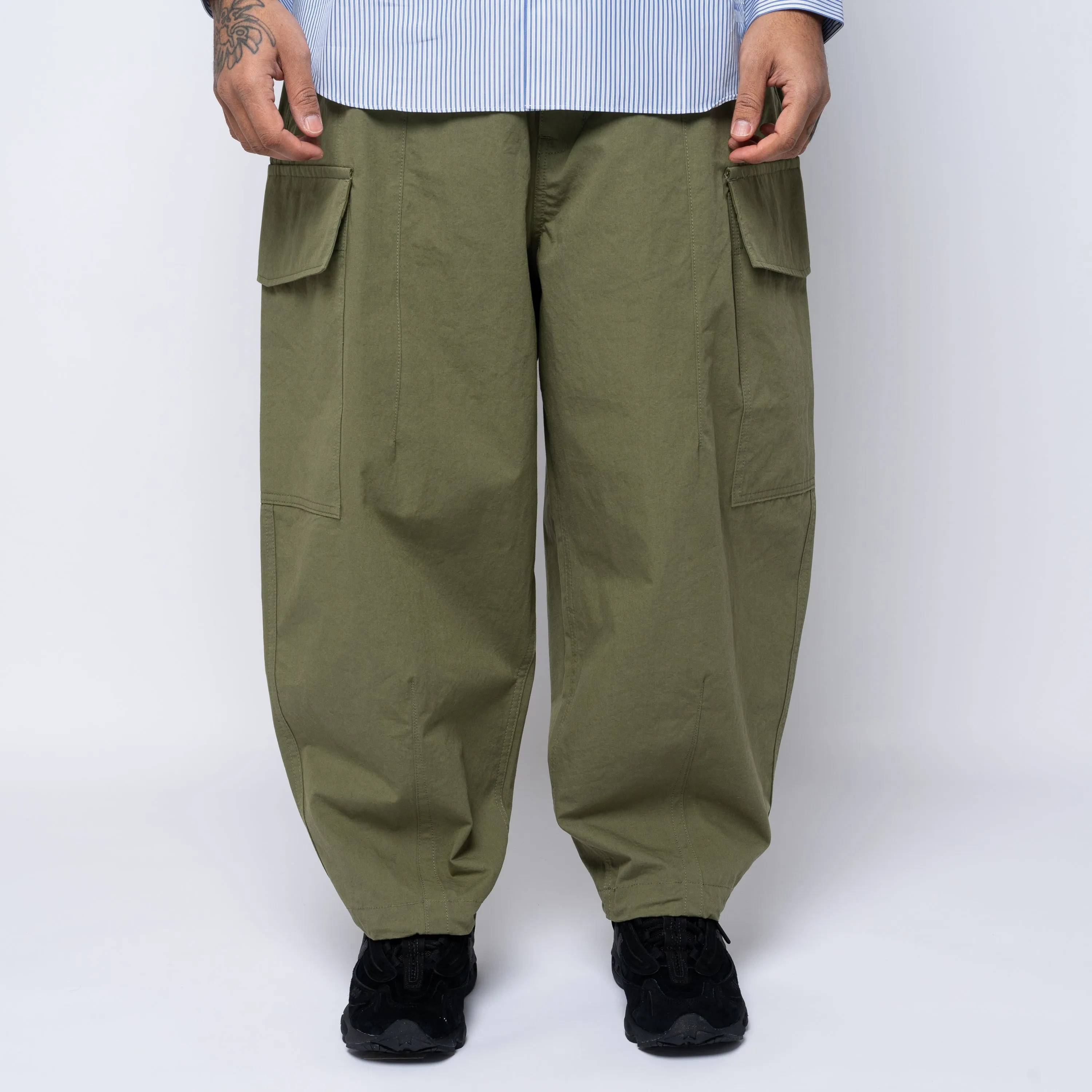 CdGH Cotton Wide Cargo Pants Green HO-P011-051
