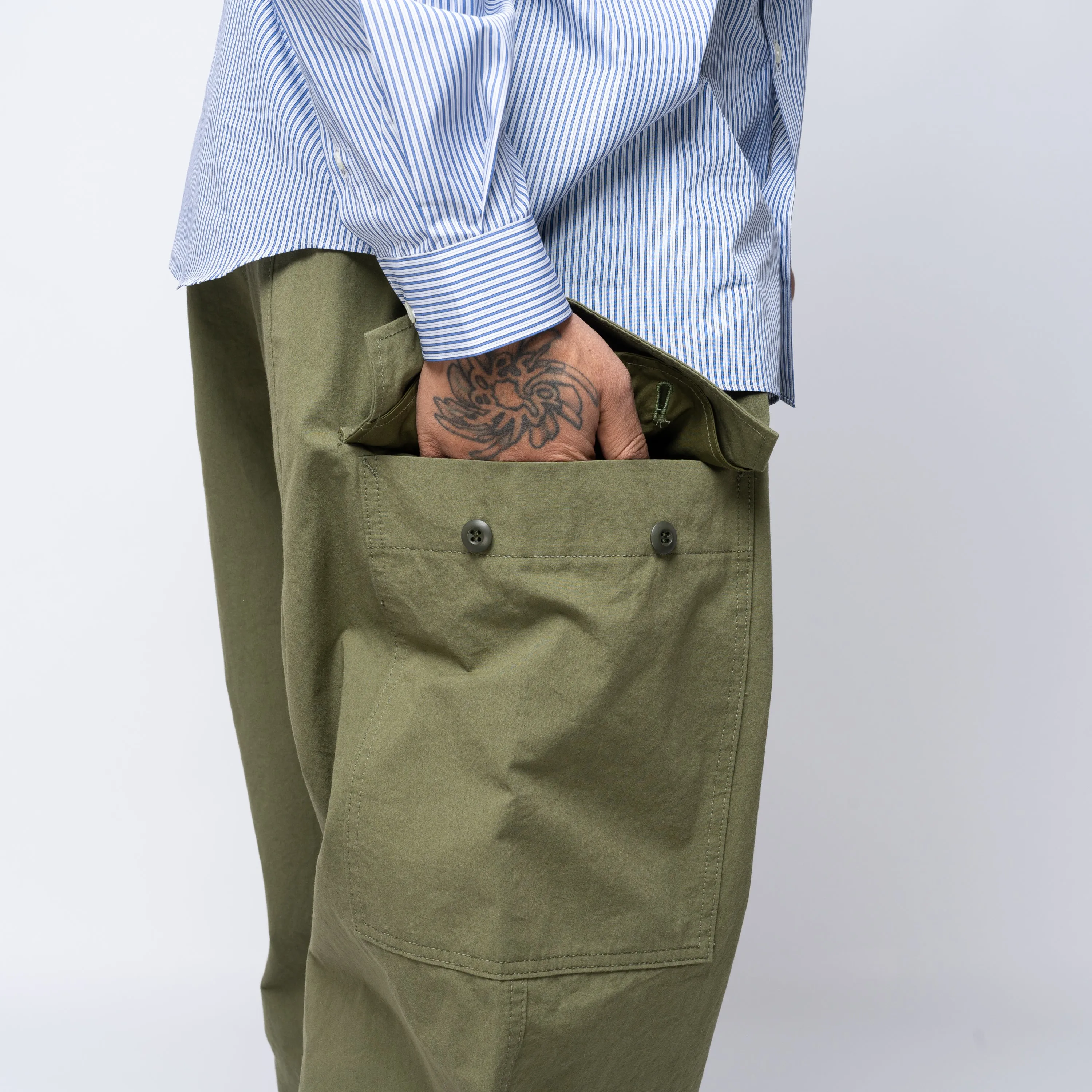 CdGH Cotton Wide Cargo Pants Green HO-P011-051