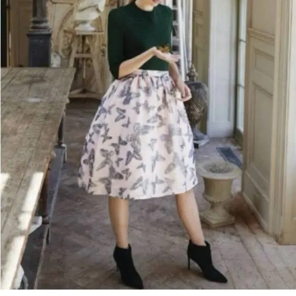 Cece Butterfly Kiss Side Zip A Line Full Skirt Size 14 NWT