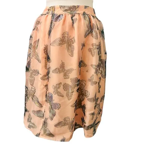 Cece Butterfly Kiss Side Zip A Line Full Skirt Size 14 NWT