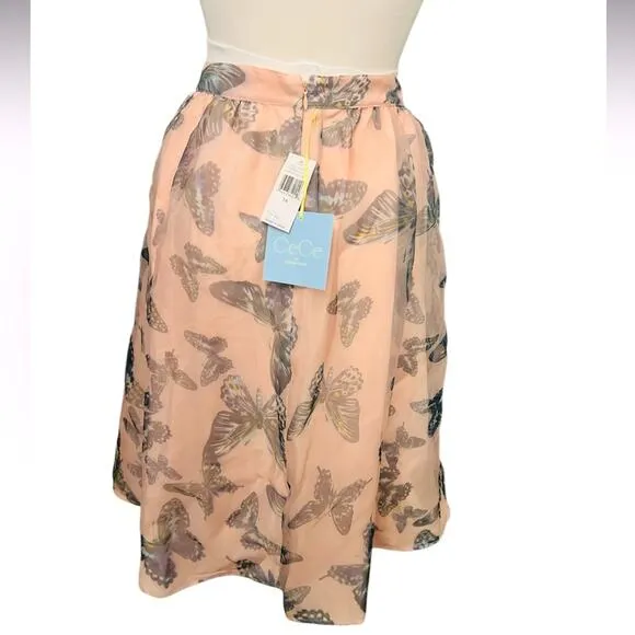 Cece Butterfly Kiss Side Zip A Line Full Skirt Size 14 NWT