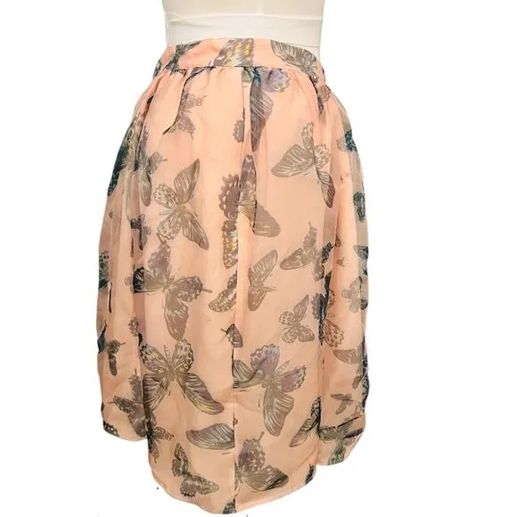 Cece Butterfly Kiss Side Zip A Line Full Skirt Size 14 NWT