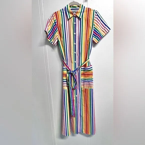 Christopher John Rogers For Target Striped Short Sleeve Shirt Dress SZ 2…