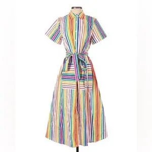 Christopher John Rogers For Target Striped Short Sleeve Shirt Dress SZ 2…