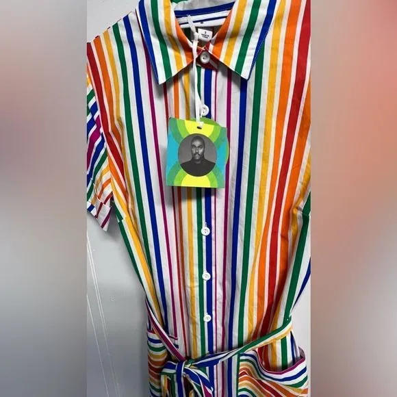 Christopher John Rogers For Target Striped Short Sleeve Shirt Dress SZ 2…