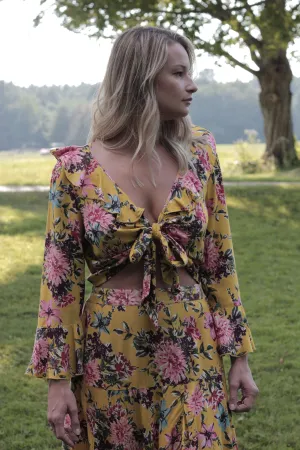 Chrysanthemum Tie Front Top