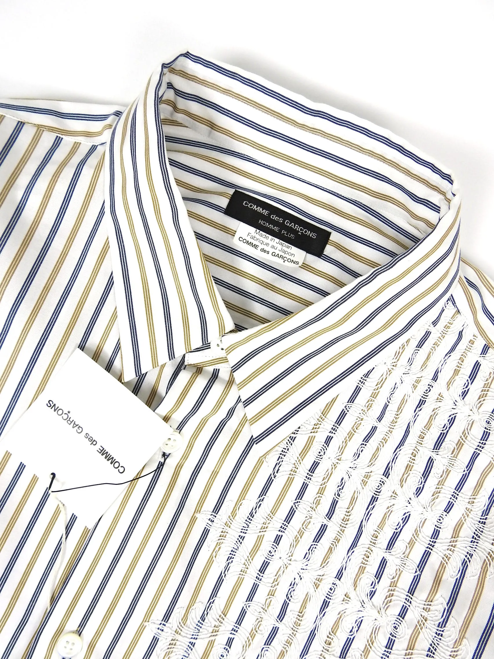 Comme Des Garçons Homme Plus 2001 Embroidered Stripe Shirt Fits L/XL