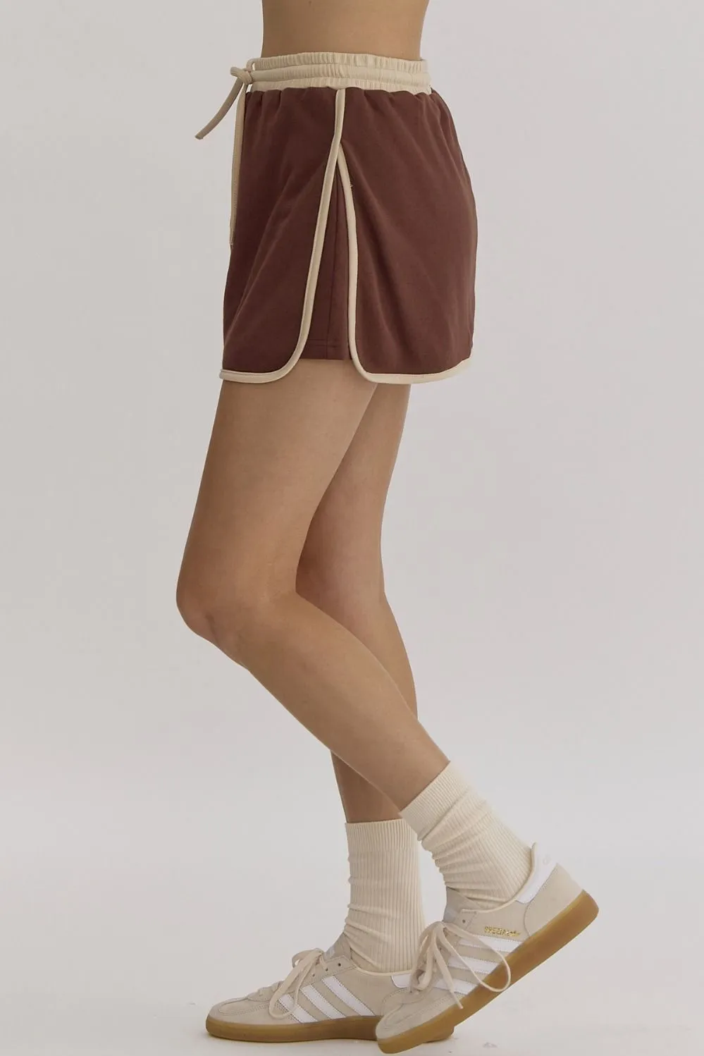 Contrast Drawstring Skirt {Espresso}