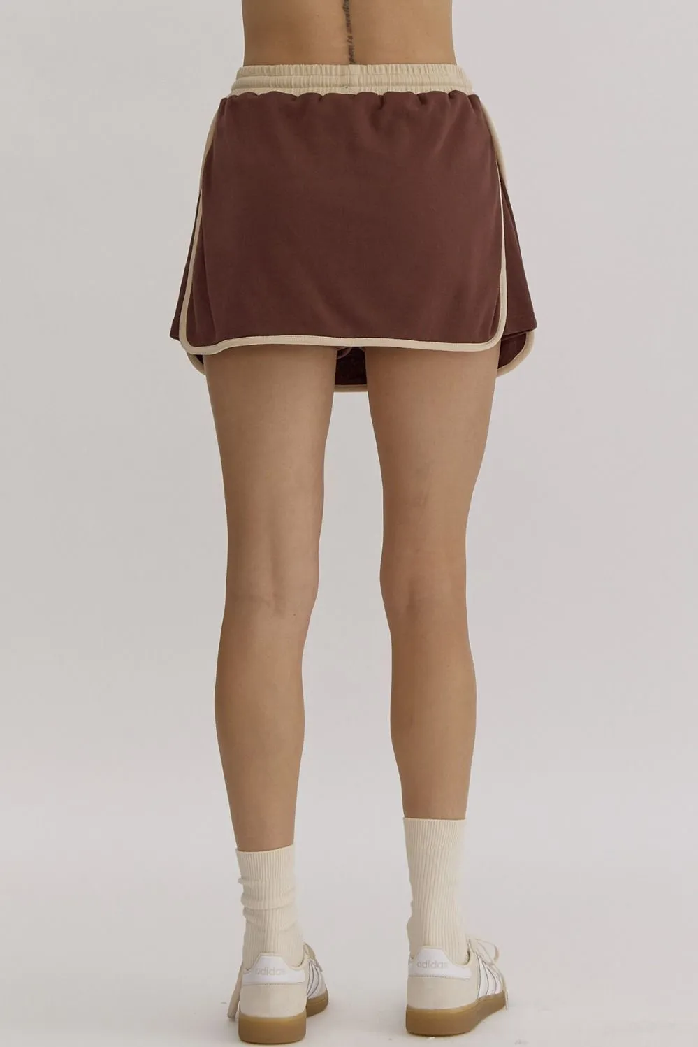Contrast Drawstring Skirt {Espresso}