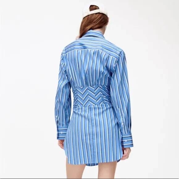 COPY - Zara poplin striped corset shirt dress