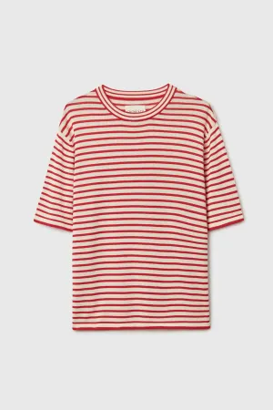 Cordera - Organic Cotton Oversized Striped T-Shirt (Red/White)