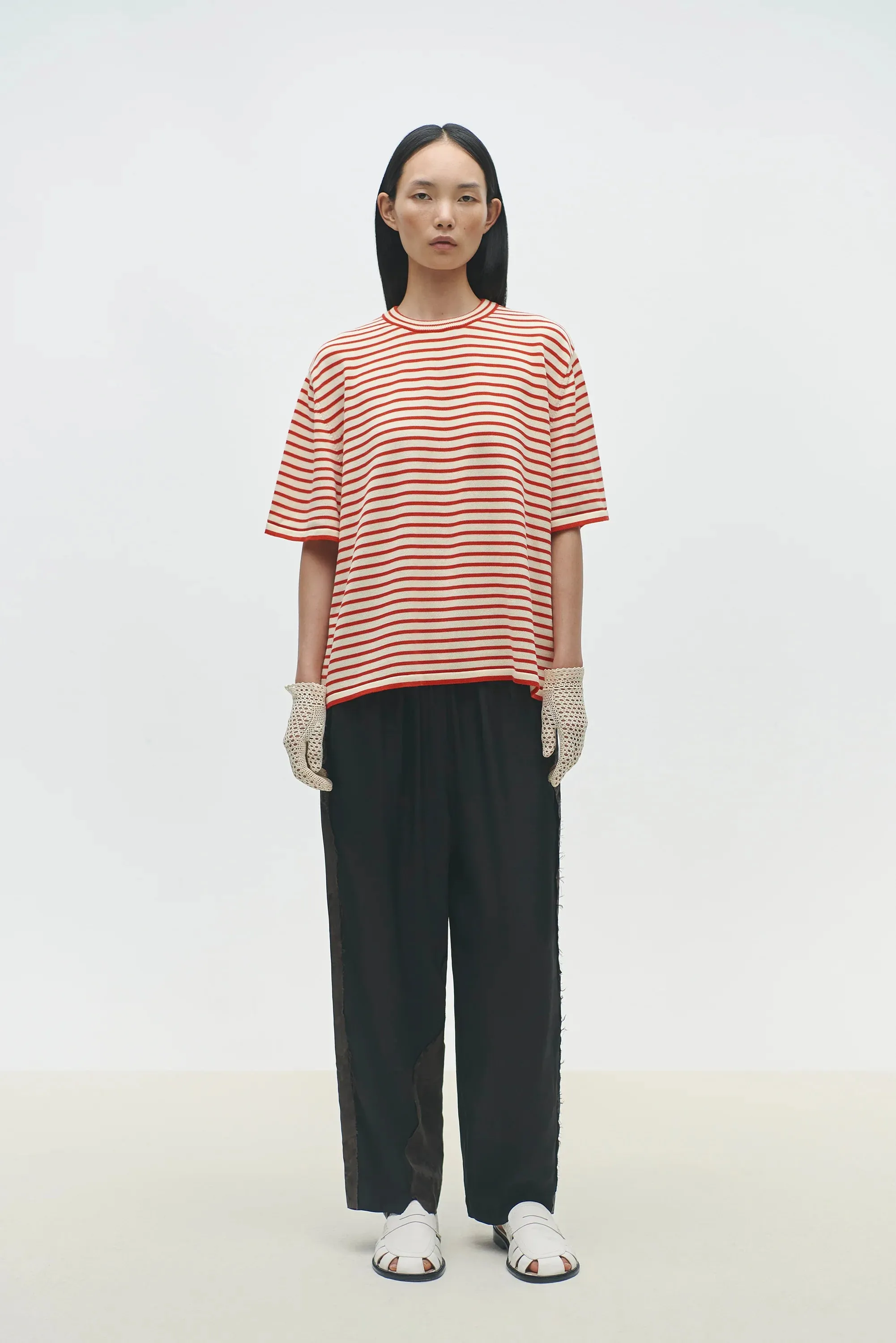 Cordera - Organic Cotton Oversized Striped T-Shirt (Red/White)