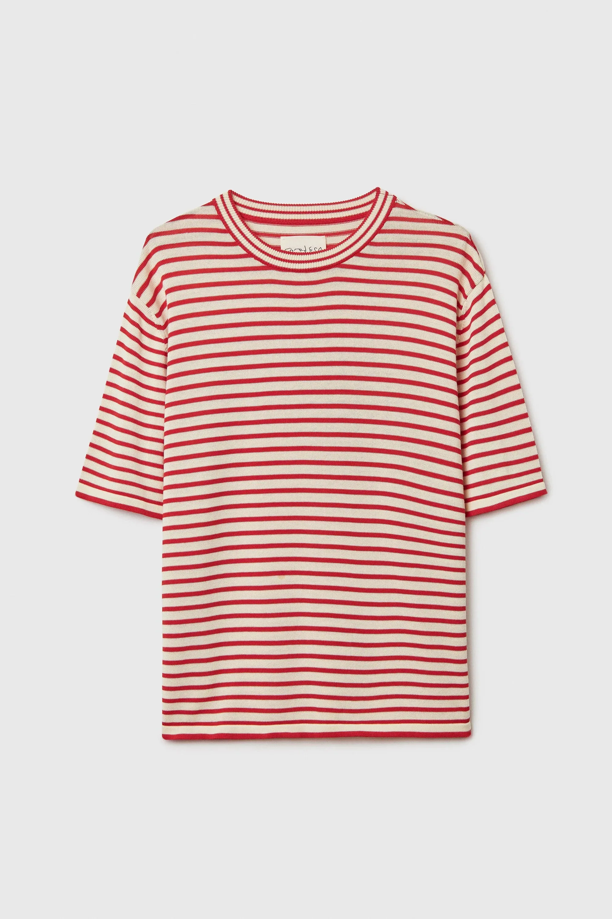 Cordera - Organic Cotton Oversized Striped T-Shirt (Red/White)