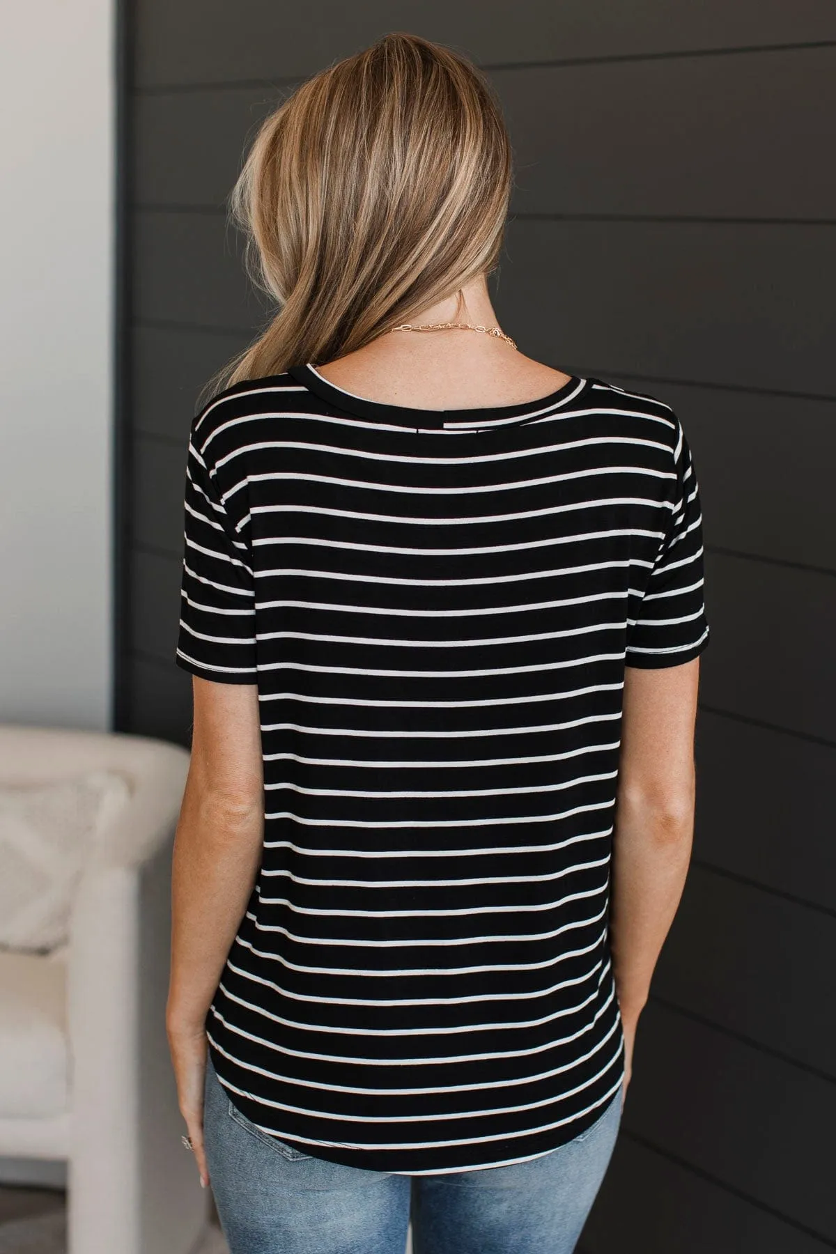 Counting The Days Striped Top- Black