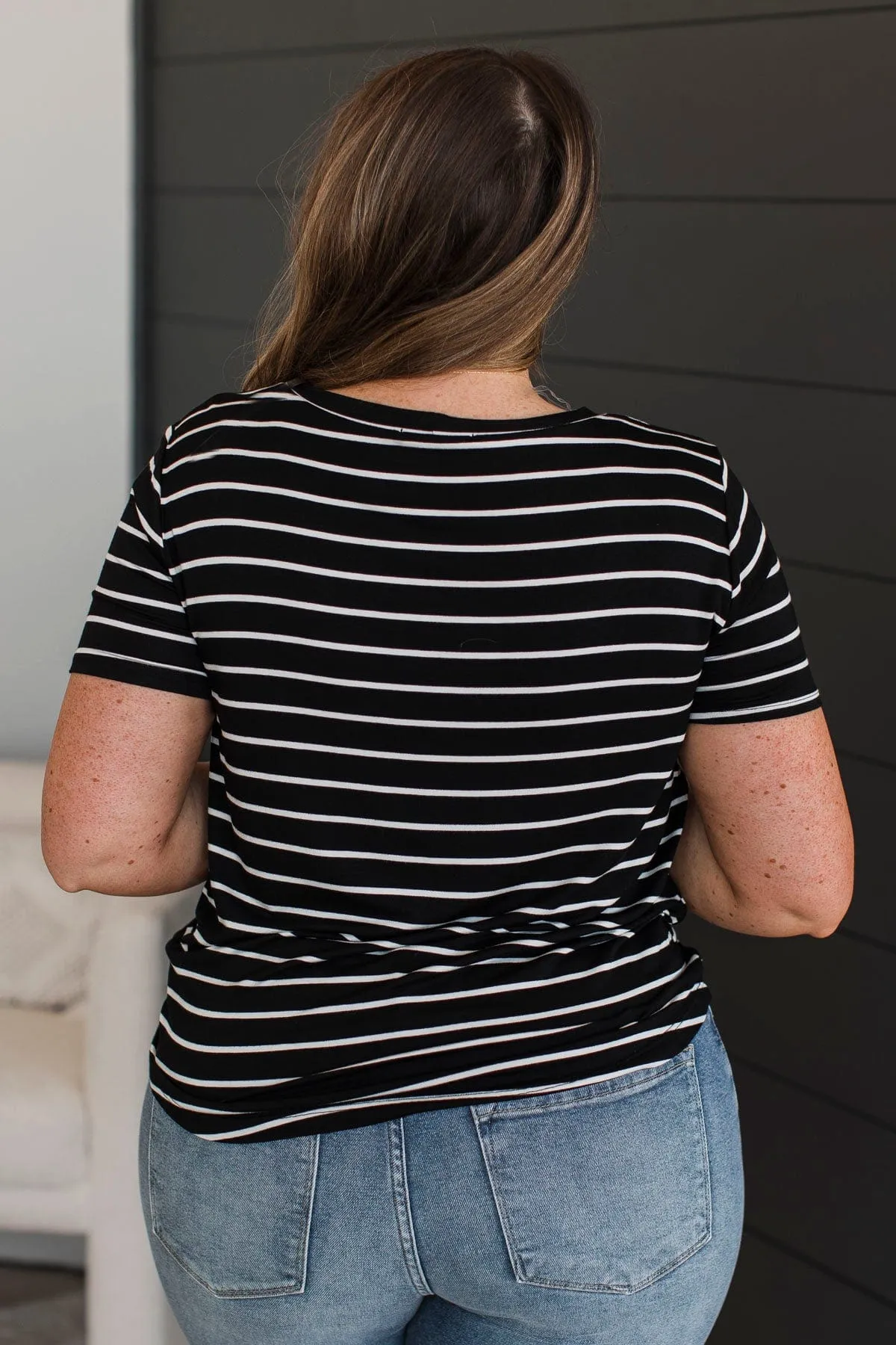 Counting The Days Striped Top- Black