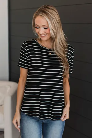 Counting The Days Striped Top- Black