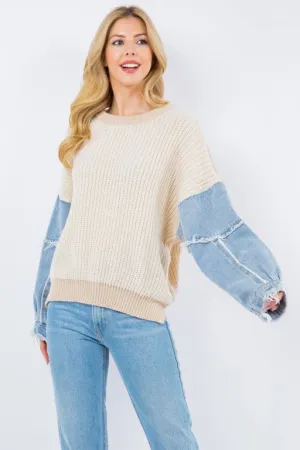 COZ107 - SWEATER W/ DENIM -