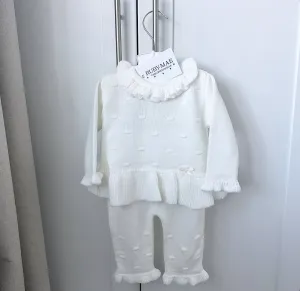 Cream Knitted Frill Jumper & Pants Loungewear Outfit - Charlotte