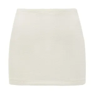 Cream Terry Rib Micro Skirt