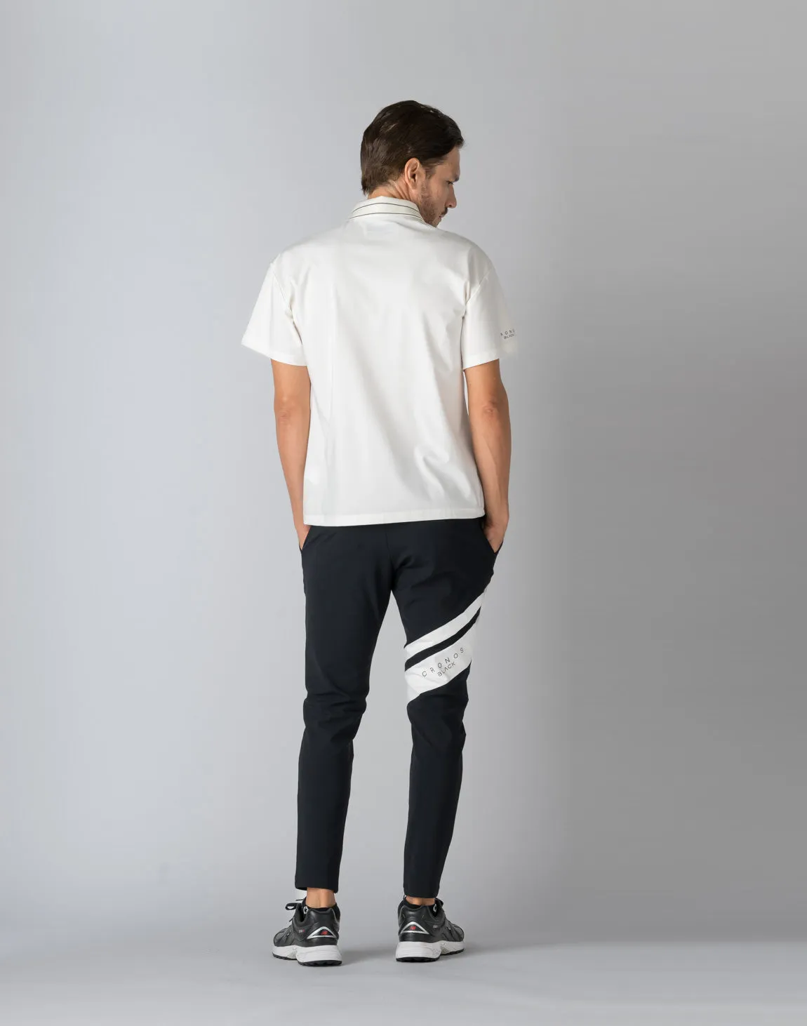 CRONOS BLACK STRIPED POLO SHIRT【WHITE】