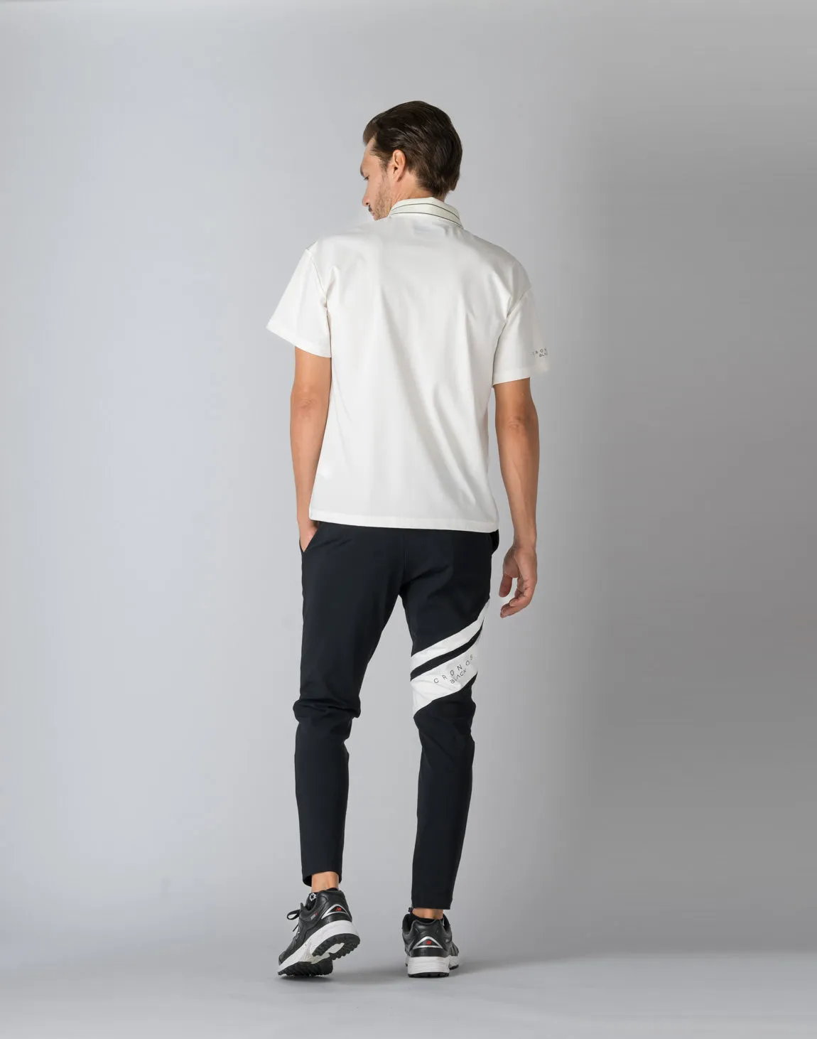 CRONOS BLACK STRIPED POLO SHIRT【WHITE】