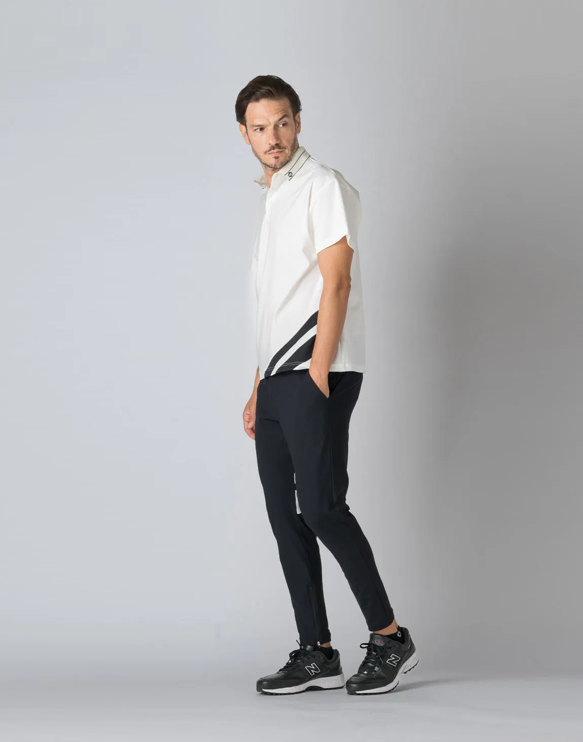 CRONOS BLACK STRIPED POLO SHIRT【WHITE】