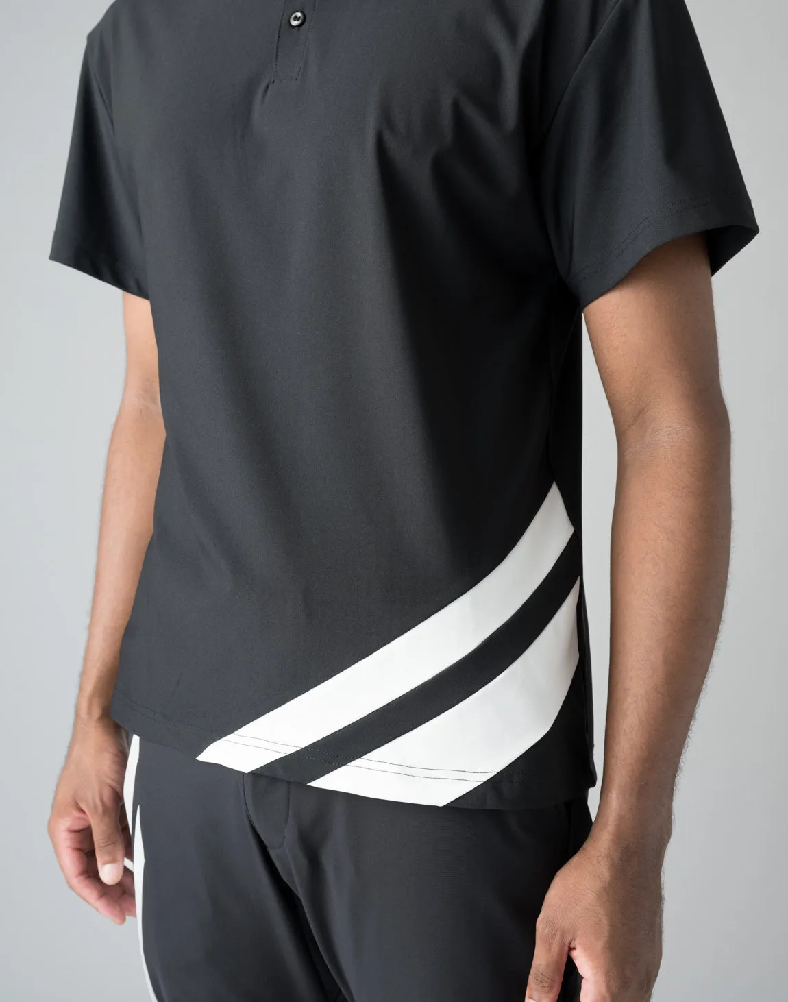 CRONOS BLACK STRIPED POLO SHIRT【WHITE】