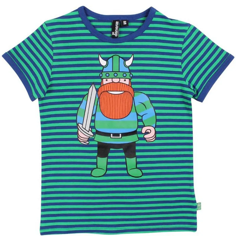 Danefae Erik the Viking Stripe T-Shirt - Green/Royal Blue