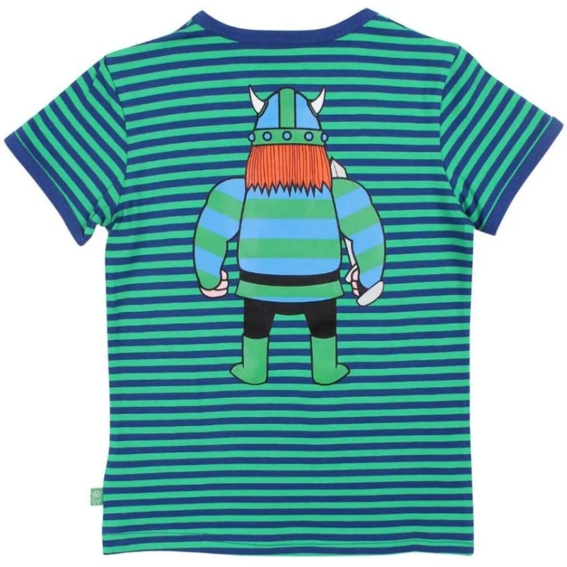 Danefae Erik the Viking Stripe T-Shirt - Green/Royal Blue