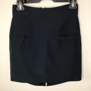 Daniela Corte Navy Blue Rear Exposed Zipper Wool &amp; Silk Mini Skirt Size XS