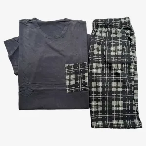 Dark Blue Squared Pattern Short PJ S-140