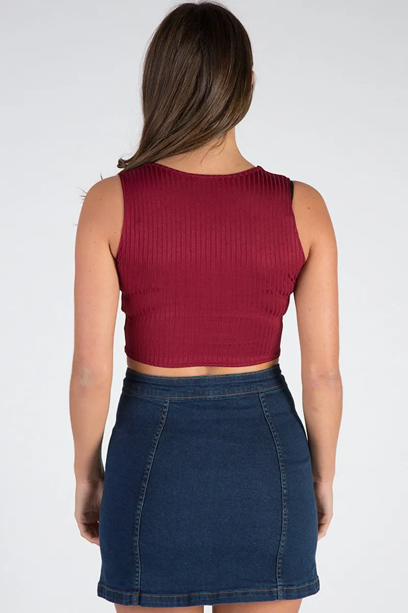 Dark Denim Embroidered Button Up Skirt - Grace