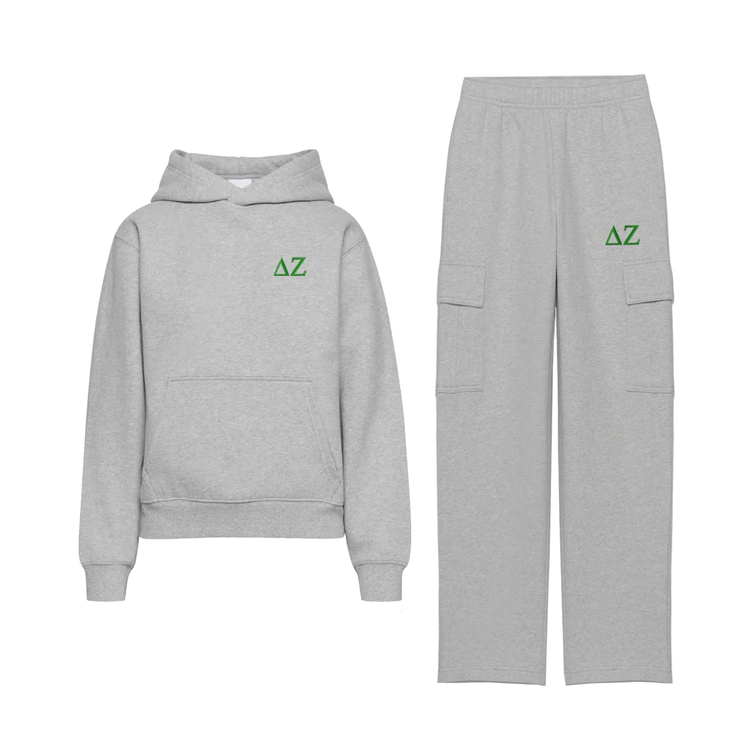 Delta Zeta Fave Fit Fleece Cargo Hoodie Set