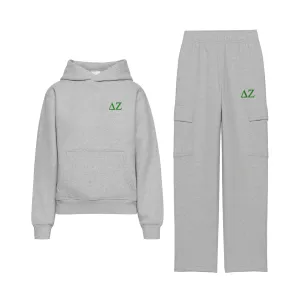 Delta Zeta Fave Fit Fleece Cargo Hoodie Set