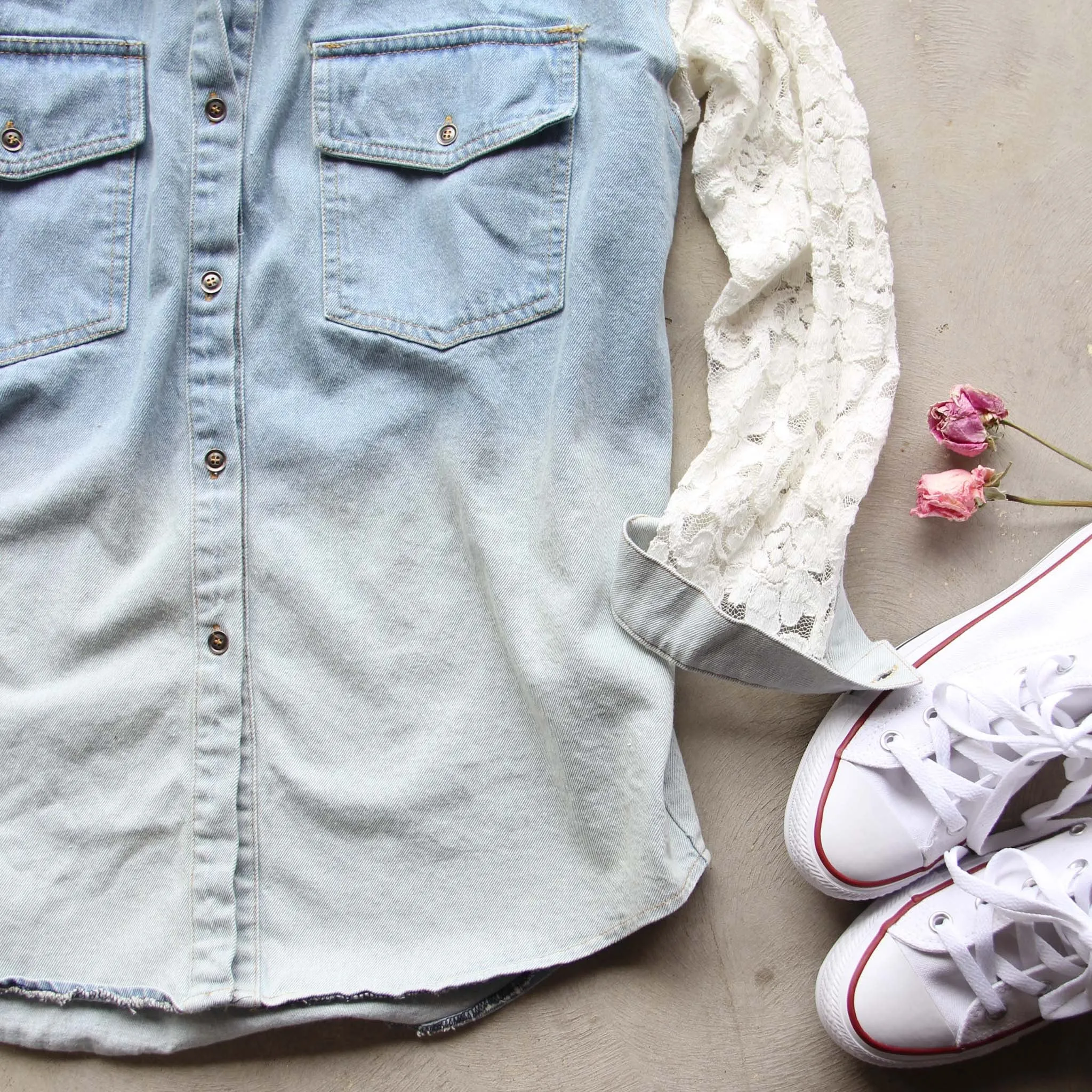 Denim & Lace Boyfriend Shirt