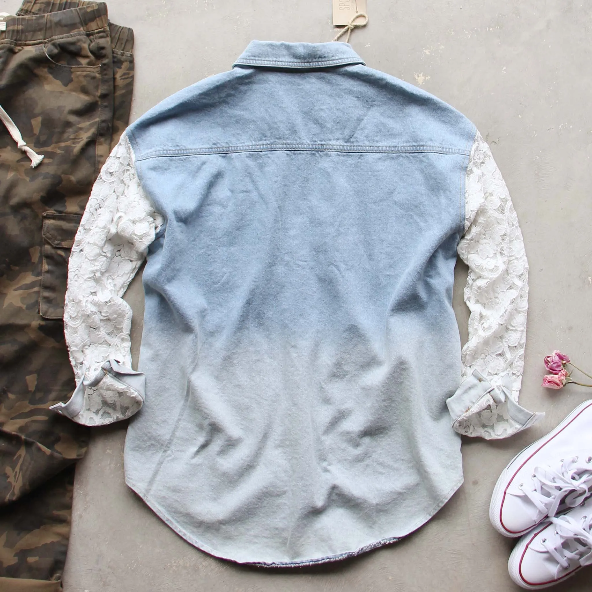Denim & Lace Boyfriend Shirt