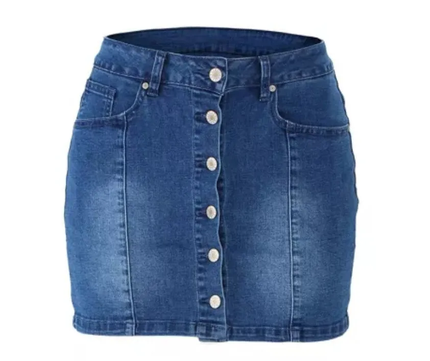 Denim Button Skirt