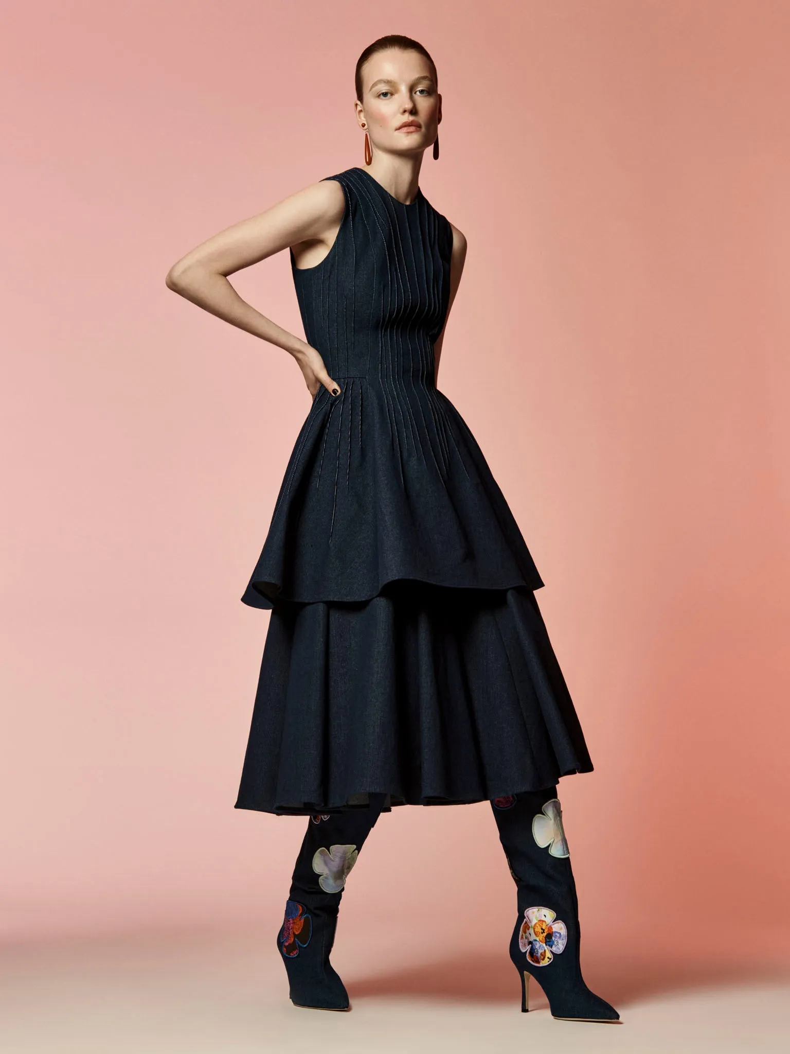 Denim Pintuck Dress