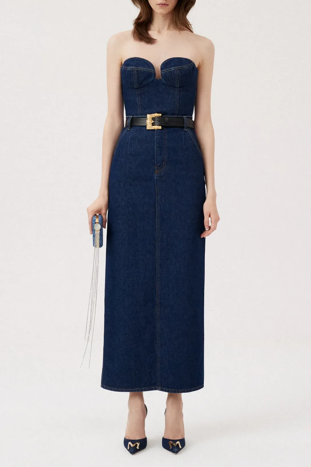 Denim Skirt Long | Navy