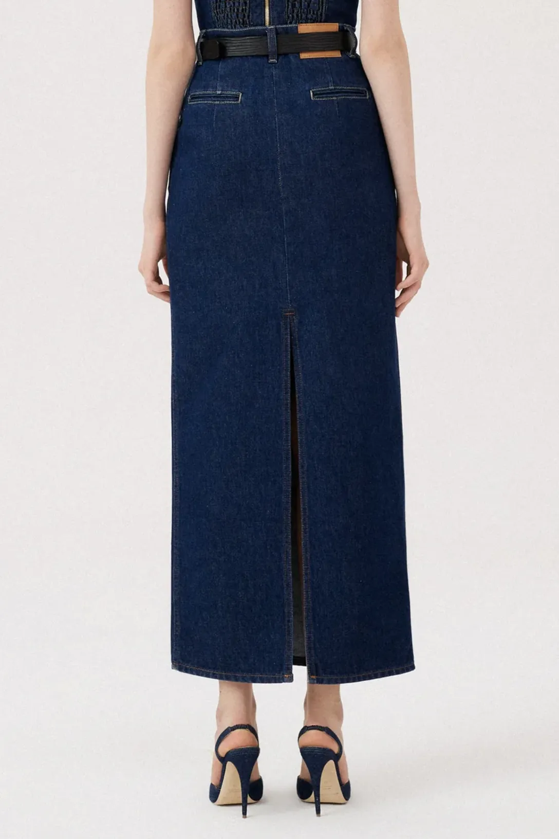 Denim Skirt Long | Navy
