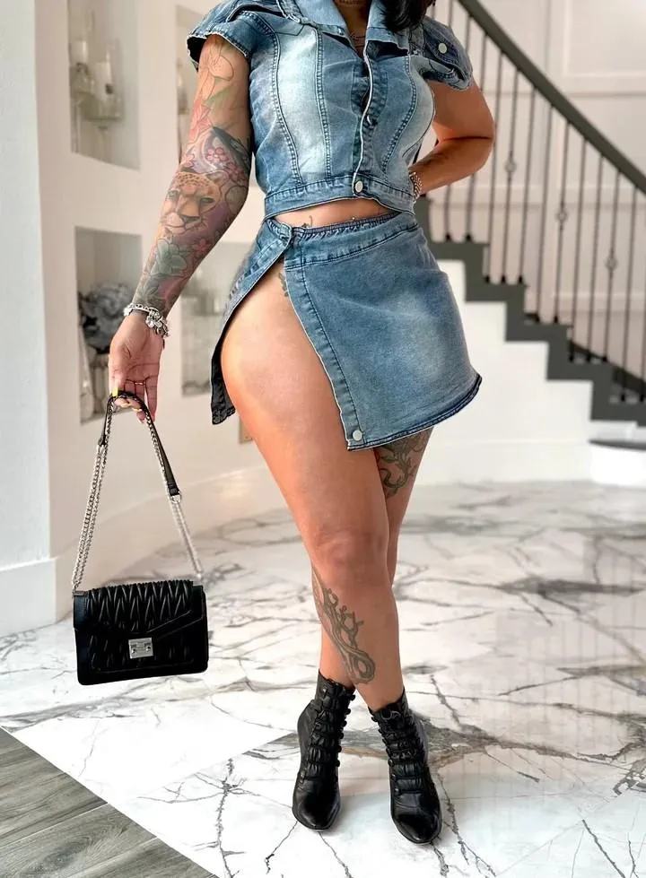 Denim Skirt Set (New)