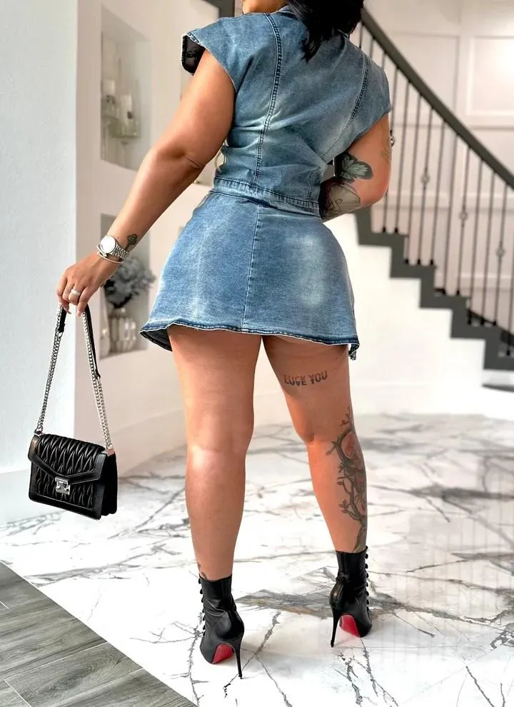 Denim Skirt Set (New)
