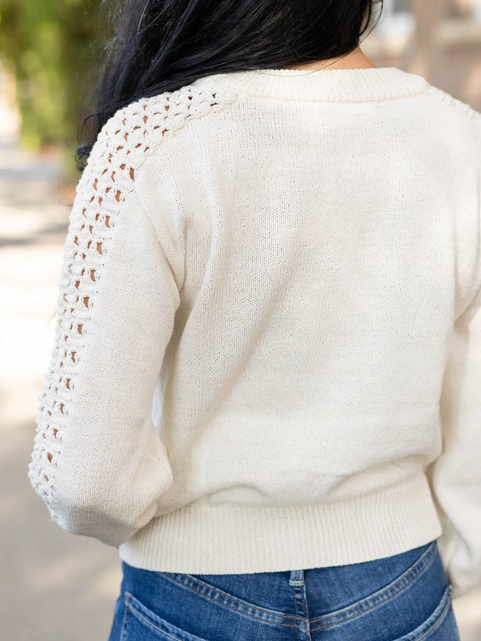 DEX Crochet Sleeve Sweater Bomber